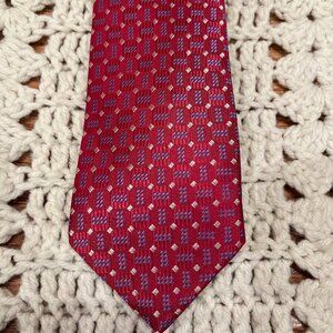 Alan Flusser Fushia with Lavender Print 100% Silk Neck Tie